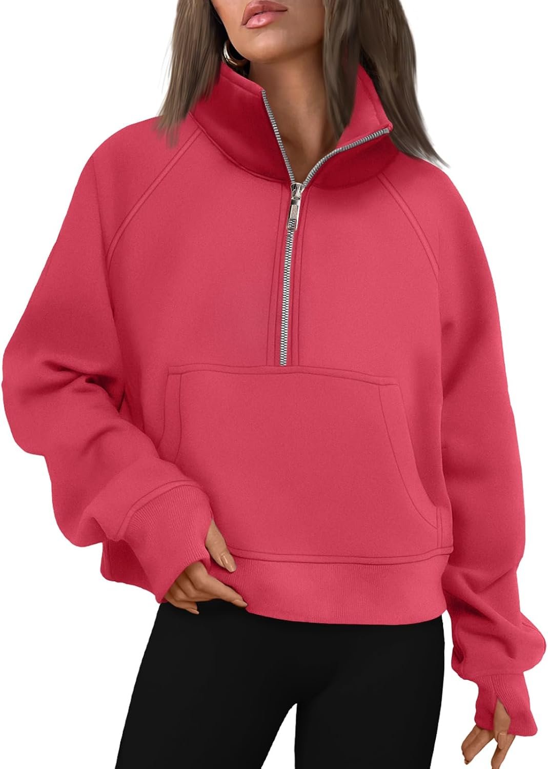 AUTOMET Womens Sweatshirts Half Zip Fleece Pullover Fall Outfits | Fall Fashion Clothes 2026,Cropped Sweatshirts,Cute Y2k Tops,Quarter Zipper Sweater,Winter Loungwear Outfits - Image 6
