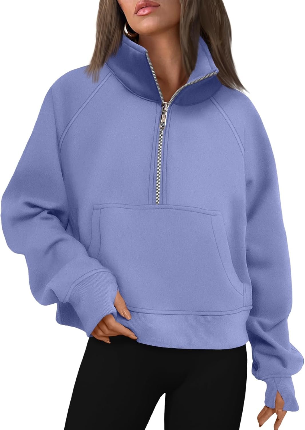 AUTOMET Womens Sweatshirts Half Zip Fleece Pullover Fall Outfits | Fall Fashion Clothes 2026,Cropped Sweatshirts,Cute Y2k Tops,Quarter Zipper Sweater,Winter Loungwear Outfits - Image 2