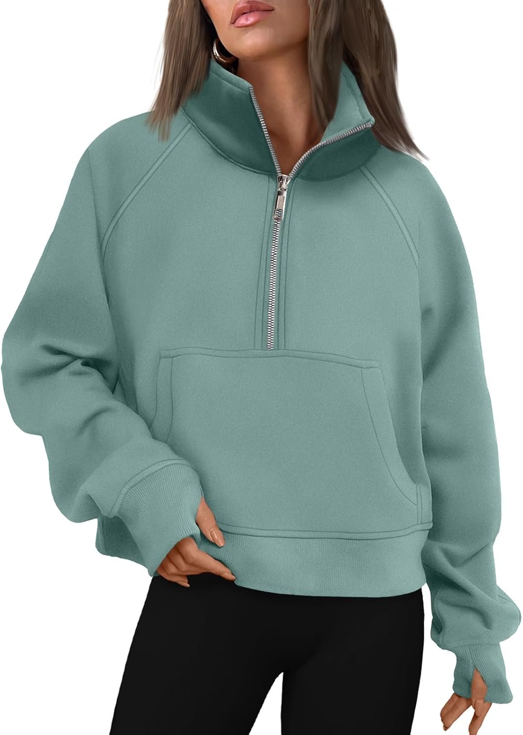 AUTOMET Womens Sweatshirts Half Zip Fleece Pullover Fall Outfits | Fall Fashion Clothes 2026,Cropped Sweatshirts,Cute Y2k Tops,Quarter Zipper Sweater,Winter Loungwear Outfits - Image 8