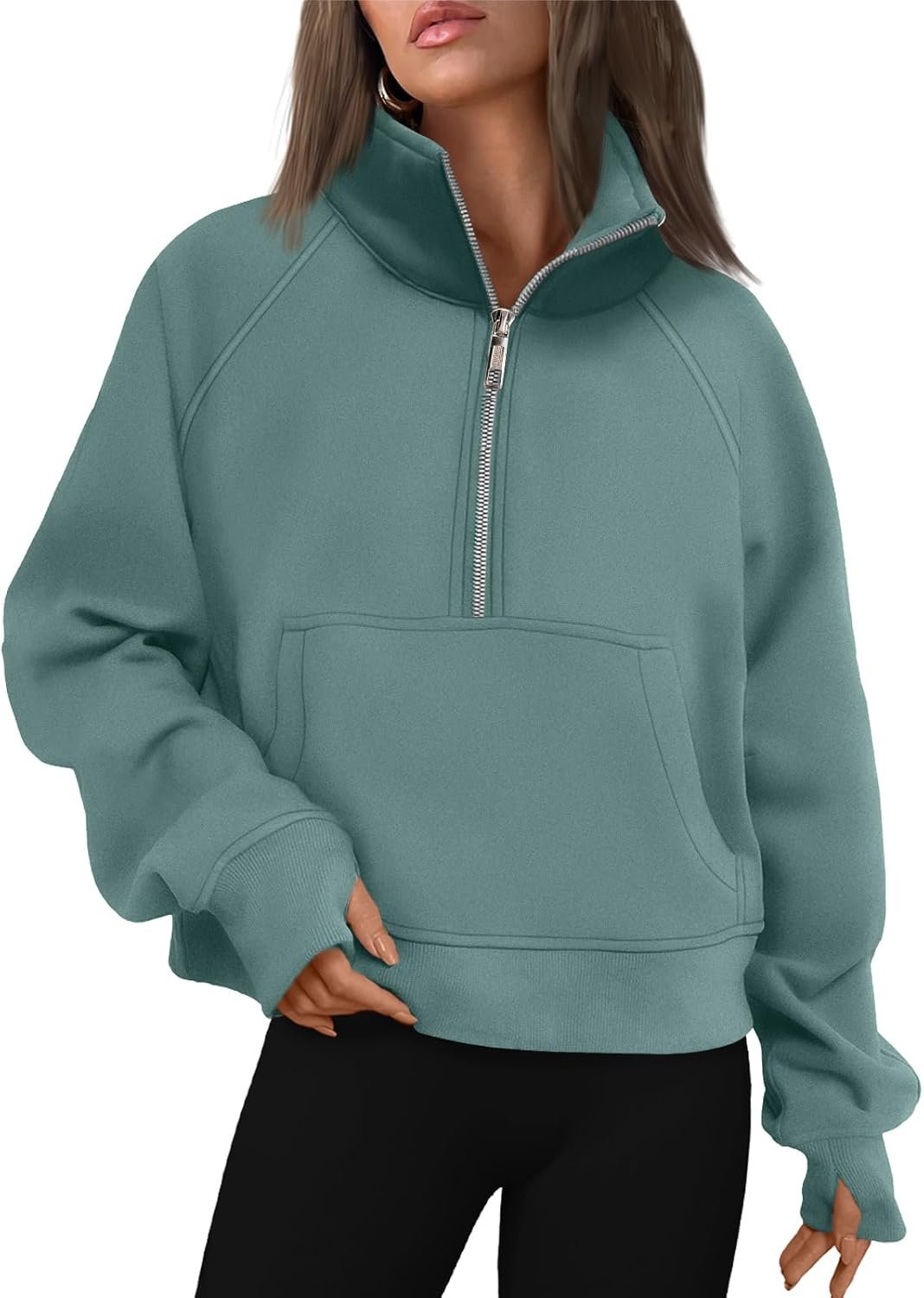 AUTOMET Womens Sweatshirts Half Zip Fleece Pullover Fall Outfits | Fall Fashion Clothes 2026,Cropped Sweatshirts,Cute Y2k Tops,Quarter Zipper Sweater,Winter Loungwear Outfits - Image 35