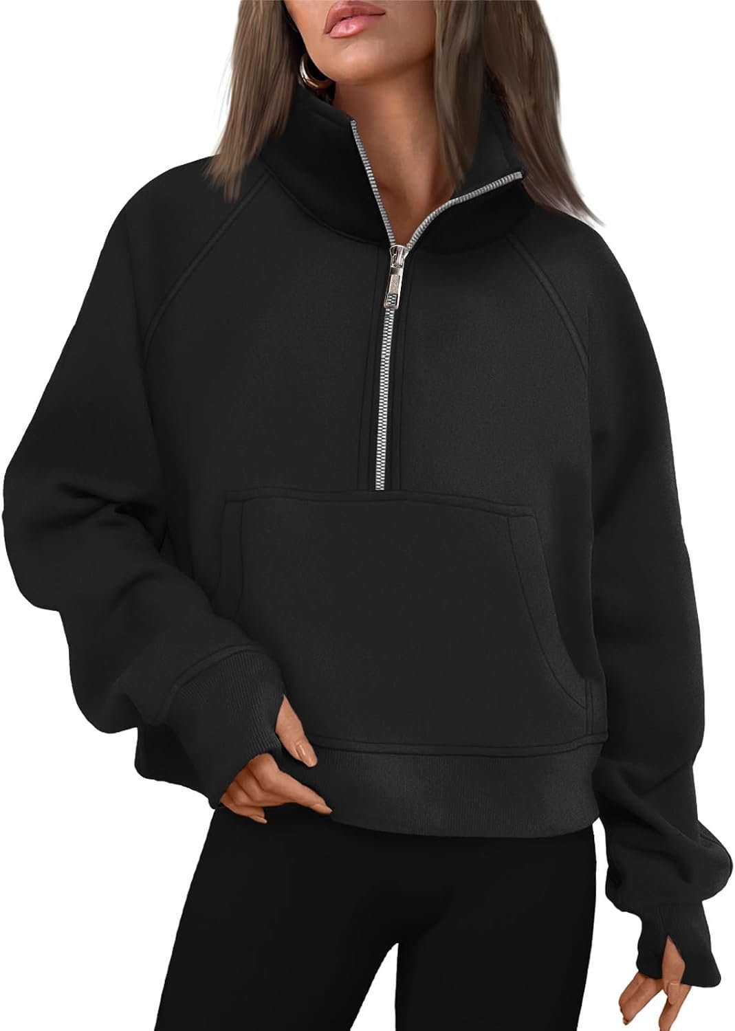 AUTOMET Womens Sweatshirts Half Zip Fleece Pullover Fall Outfits | Fall Fashion Clothes 2026,Cropped Sweatshirts,Cute Y2k Tops,Quarter Zipper Sweater,Winter Loungwear Outfits - Image 7