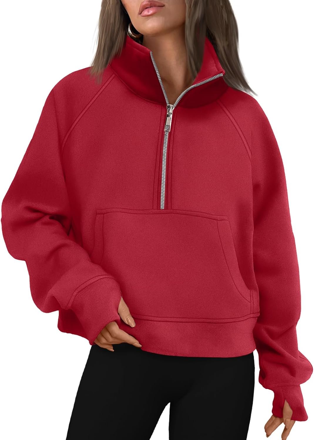 AUTOMET Womens Sweatshirts Half Zip Fleece Pullover Fall Outfits | Fall Fashion Clothes 2026,Cropped Sweatshirts,Cute Y2k Tops,Quarter Zipper Sweater,Winter Loungwear Outfits - Image 11