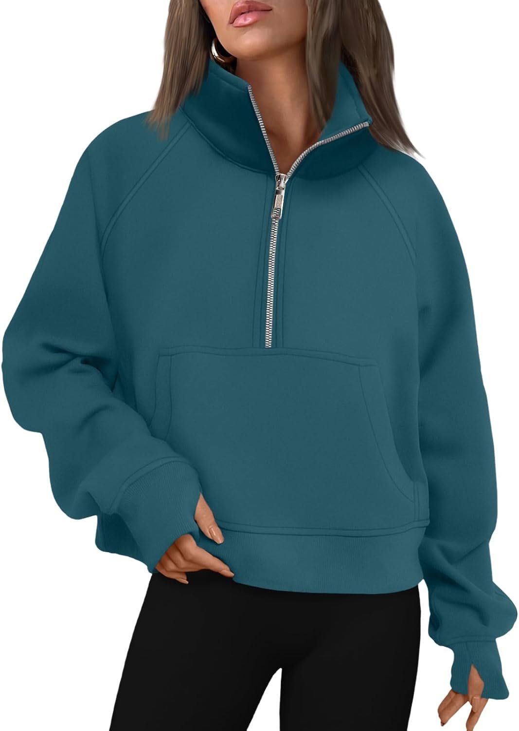 AUTOMET Womens Sweatshirts Half Zip Fleece Pullover Fall Outfits | Fall Fashion Clothes 2026,Cropped Sweatshirts,Cute Y2k Tops,Quarter Zipper Sweater,Winter Loungwear Outfits - Image 16