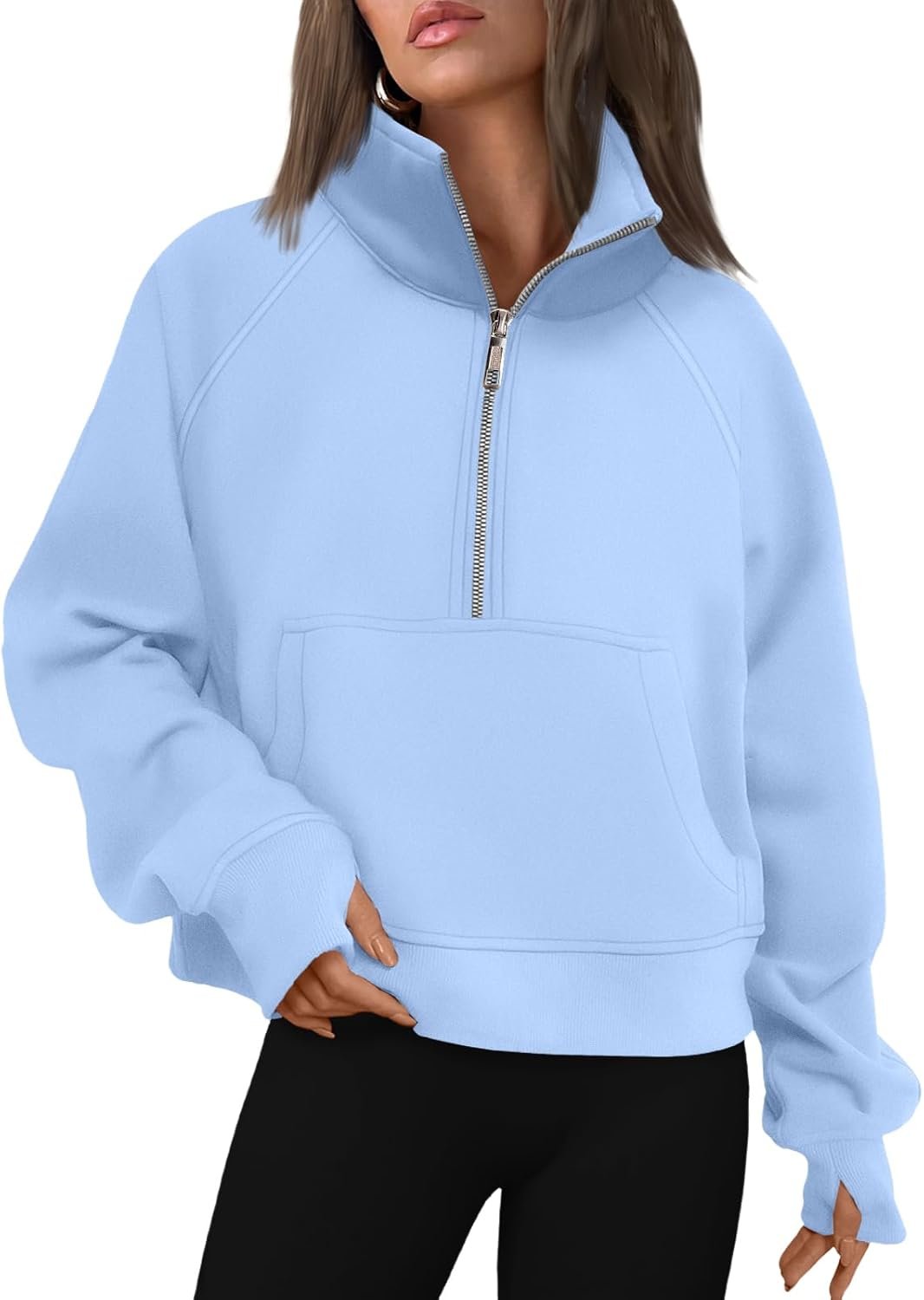 AUTOMET Womens Sweatshirts Half Zip Fleece Pullover Fall Outfits | Fall Fashion Clothes 2026,Cropped Sweatshirts,Cute Y2k Tops,Quarter Zipper Sweater,Winter Loungwear Outfits - Image 4