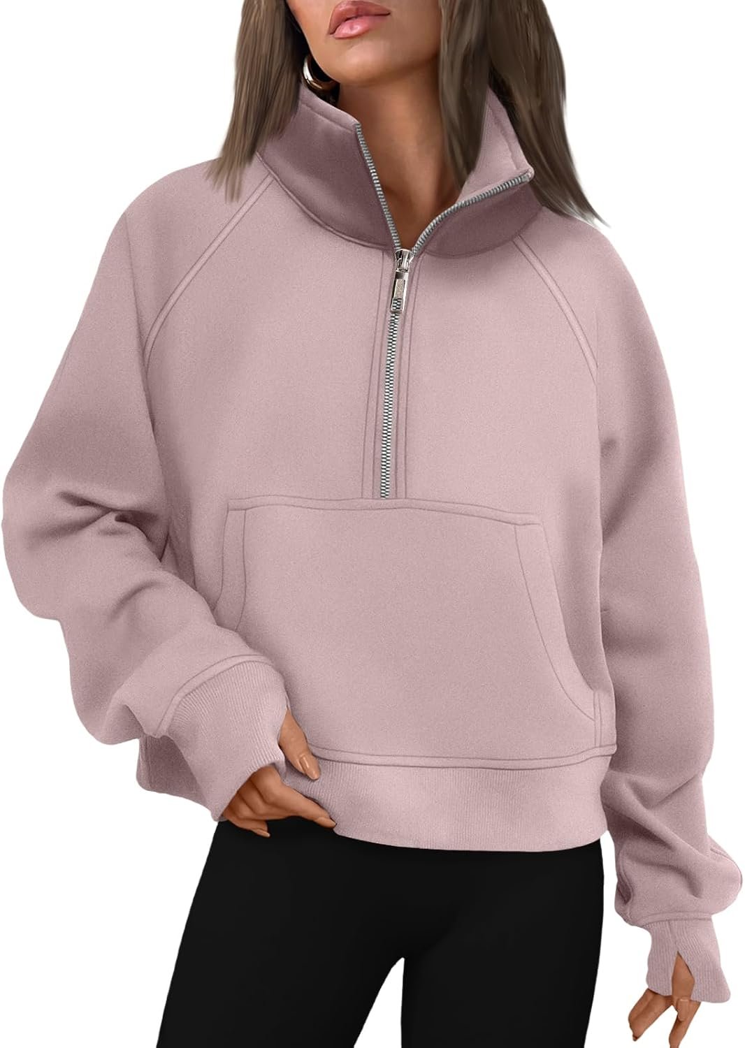 AUTOMET Womens Sweatshirts Half Zip Fleece Pullover Fall Outfits | Fall Fashion Clothes 2026,Cropped Sweatshirts,Cute Y2k Tops,Quarter Zipper Sweater,Winter Loungwear Outfits - Image 18