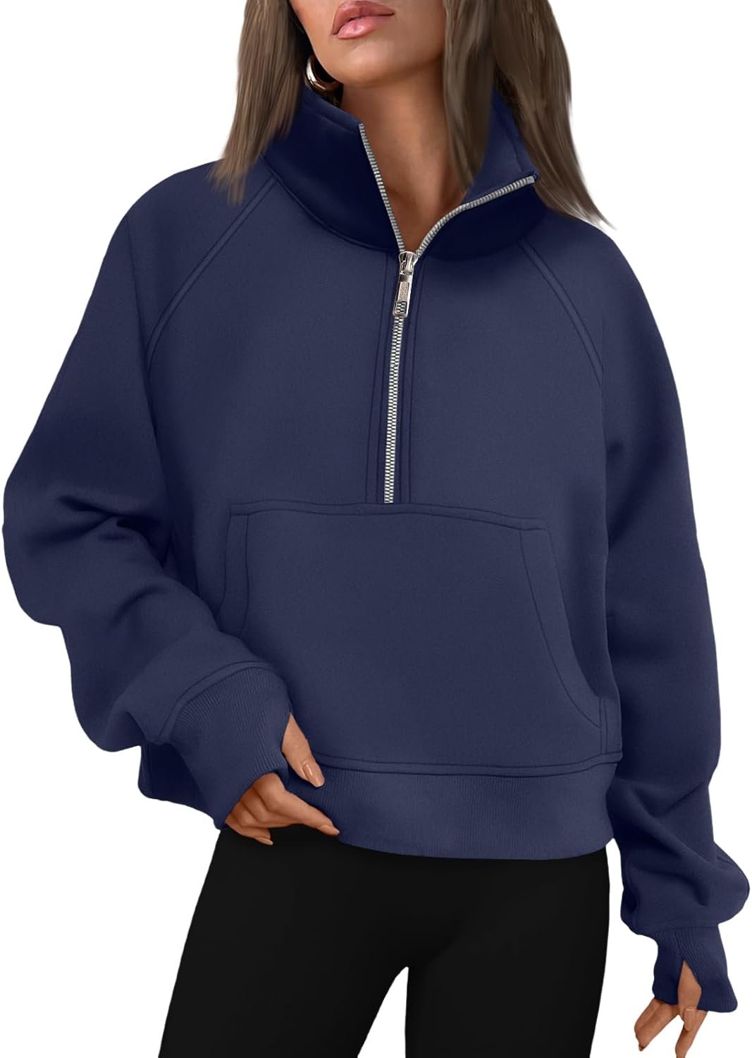 AUTOMET Womens Sweatshirts Half Zip Fleece Pullover Fall Outfits | Fall Fashion Clothes 2026,Cropped Sweatshirts,Cute Y2k Tops,Quarter Zipper Sweater,Winter Loungwear Outfits - Image 33
