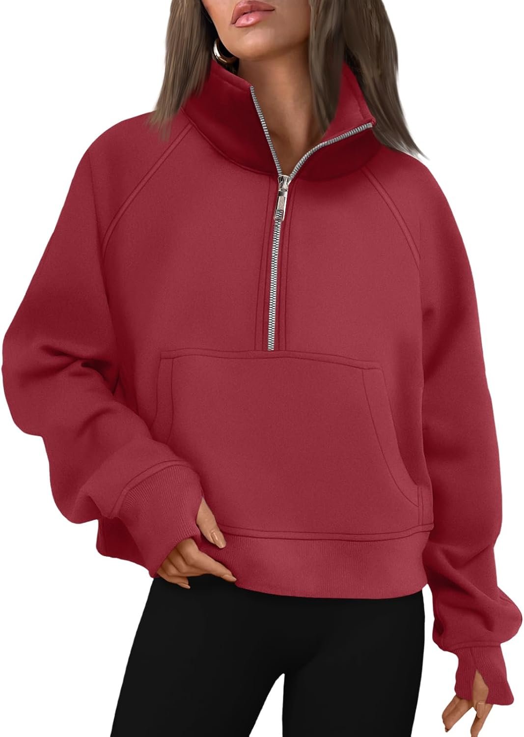 AUTOMET Womens Sweatshirts Half Zip Fleece Pullover Fall Outfits | Fall Fashion Clothes 2026,Cropped Sweatshirts,Cute Y2k Tops,Quarter Zipper Sweater,Winter Loungwear Outfits - Image 26
