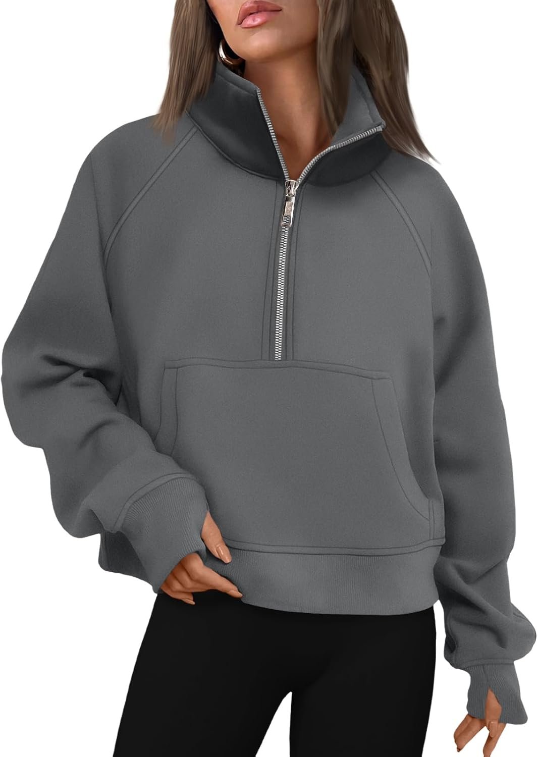 AUTOMET Womens Sweatshirts Half Zip Fleece Pullover Fall Outfits | Fall Fashion Clothes 2026,Cropped Sweatshirts,Cute Y2k Tops,Quarter Zipper Sweater,Winter Loungwear Outfits - Image 37