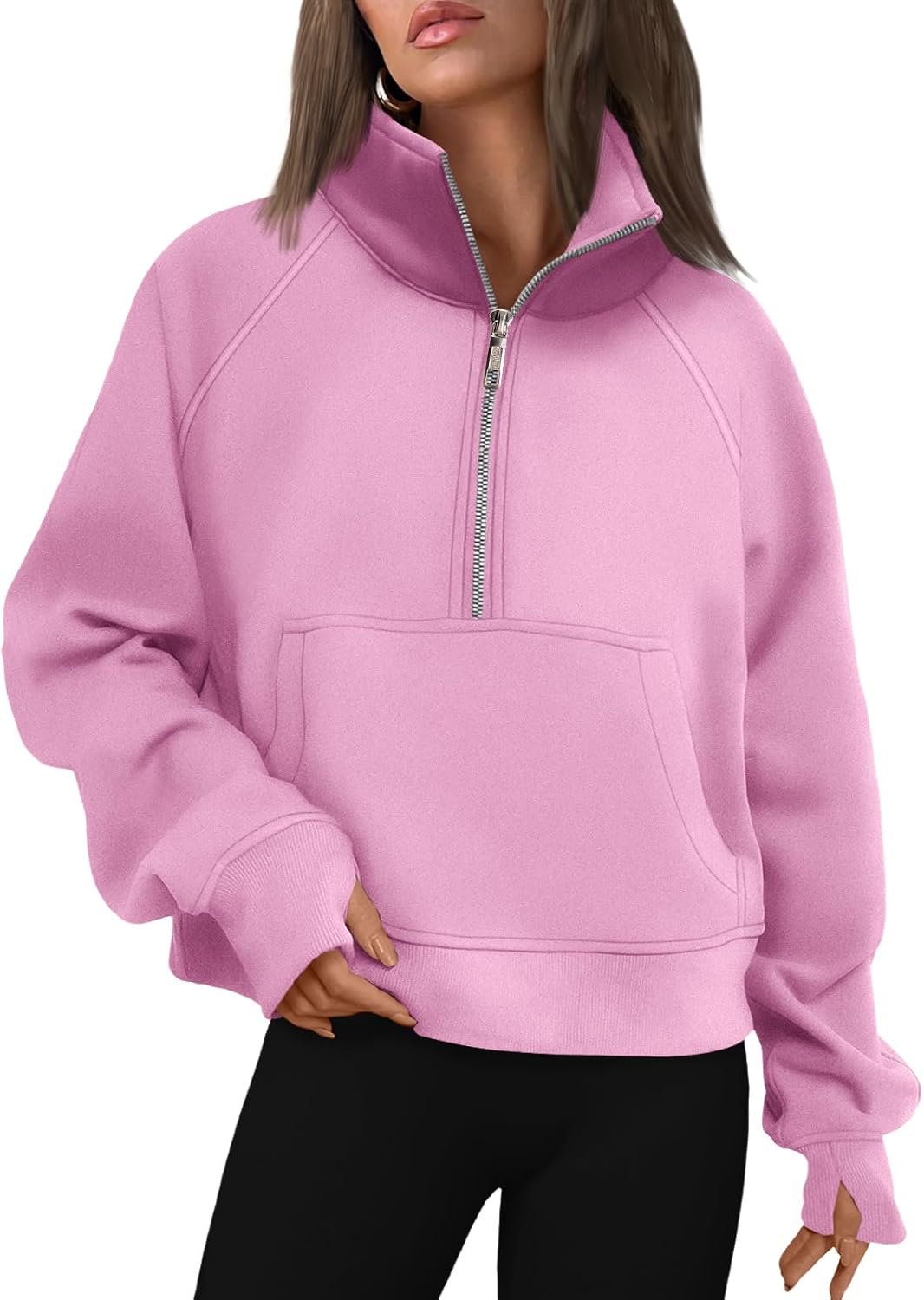 AUTOMET Womens Sweatshirts Half Zip Fleece Pullover Fall Outfits | Fall Fashion Clothes 2026,Cropped Sweatshirts,Cute Y2k Tops,Quarter Zipper Sweater,Winter Loungwear Outfits - Image 29