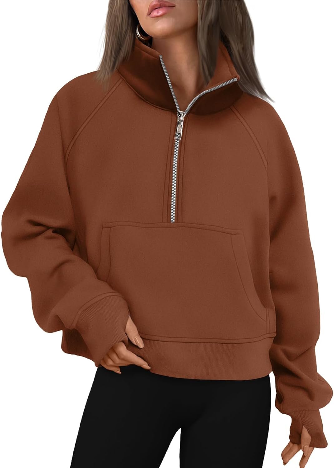 AUTOMET Womens Sweatshirts Half Zip Fleece Pullover Fall Outfits | Fall Fashion Clothes 2026,Cropped Sweatshirts,Cute Y2k Tops,Quarter Zipper Sweater,Winter Loungwear Outfits - Image 17
