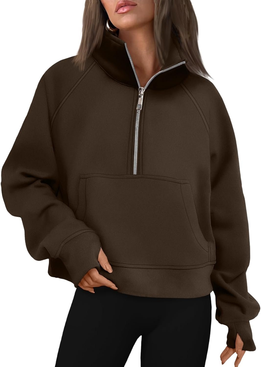 AUTOMET Womens Sweatshirts Half Zip Fleece Pullover Fall Outfits | Fall Fashion Clothes 2026,Cropped Sweatshirts,Cute Y2k Tops,Quarter Zipper Sweater,Winter Loungwear Outfits - Image 9