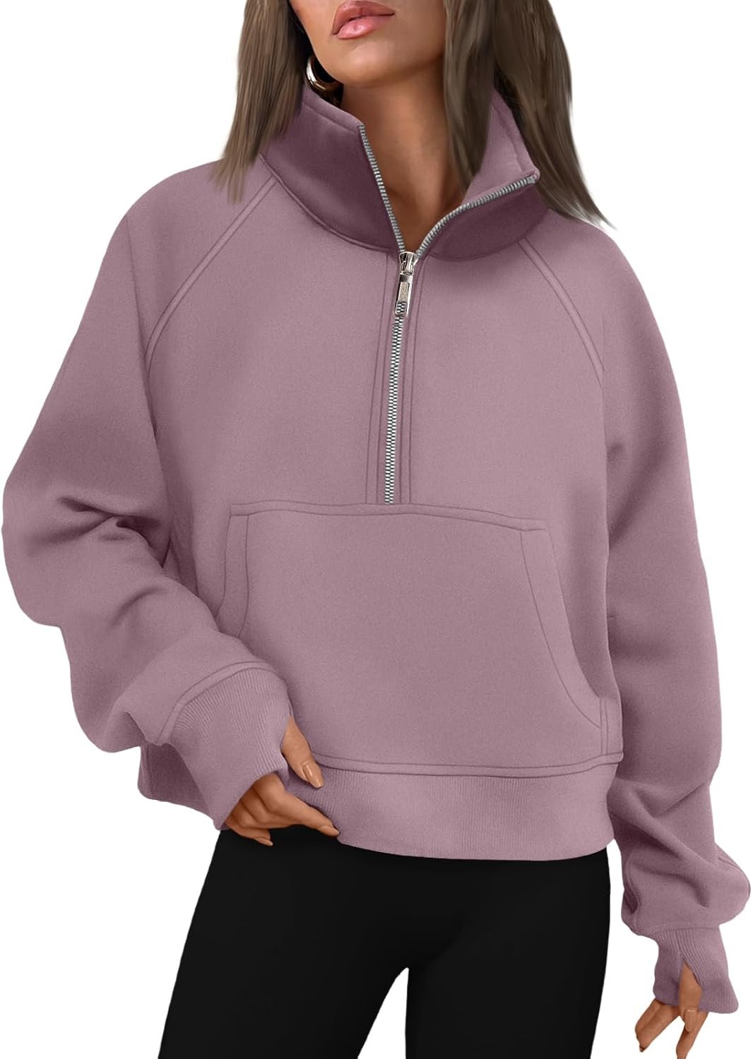 AUTOMET Womens Sweatshirts Half Zip Fleece Pullover Fall Outfits | Fall Fashion Clothes 2026,Cropped Sweatshirts,Cute Y2k Tops,Quarter Zipper Sweater,Winter Loungwear Outfits - Image 3