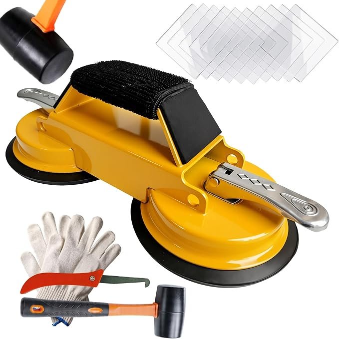 Floor Gap Suction Cup Tool for Laminate, Wood, Hardwood, Vinyl, Lvp Floor | With 10 Sticky Pads, Rubber Mallet, Slot Cleaner, Gloove, Soft Velcro Wrapped Handle for Carry Heavy Object - Image 2